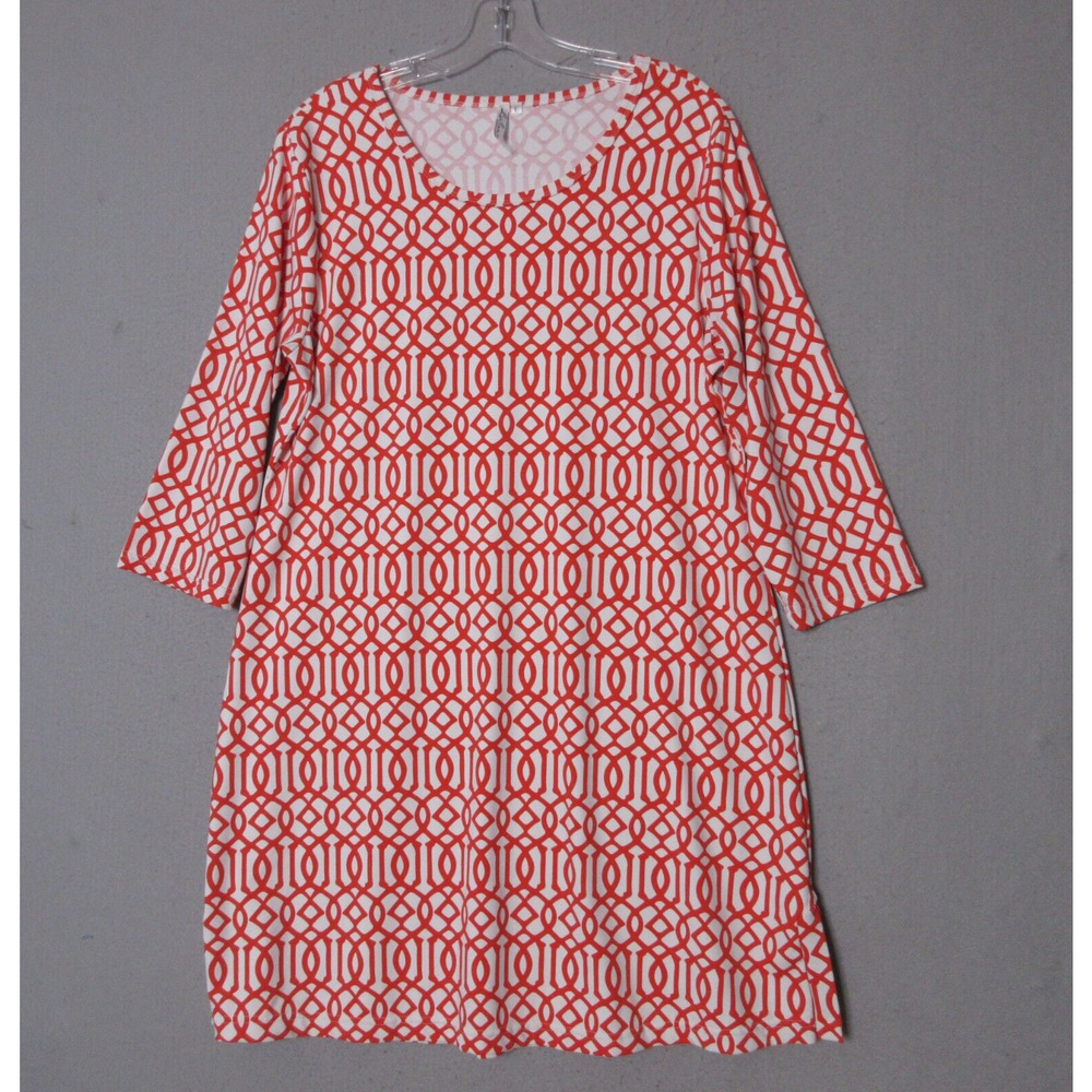 Lulu B Shift Dress Cover Up Geometric Nylon 3/4 Sleeve